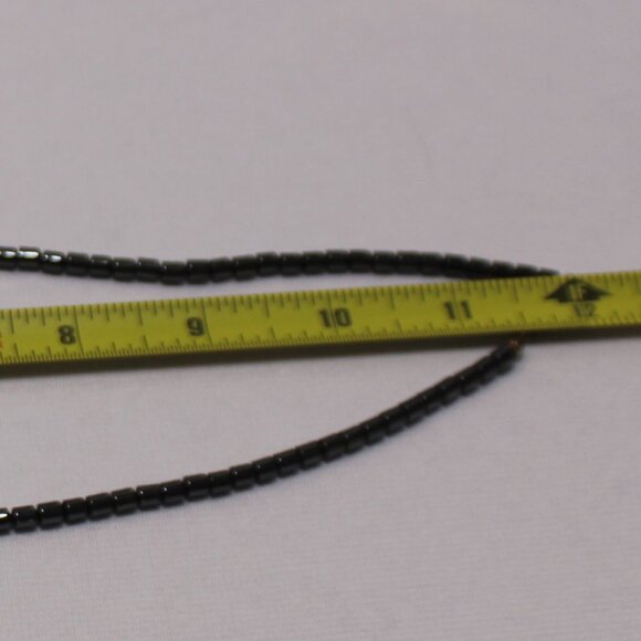 Vintage Natural Hematite Graduated Bar Necklace, 24 Inch Length - Picture 11 of 11